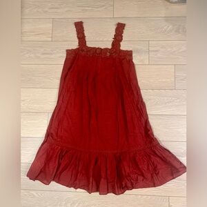 Anthropologie sleeveless embroidered midi nap dress size large petite NWT